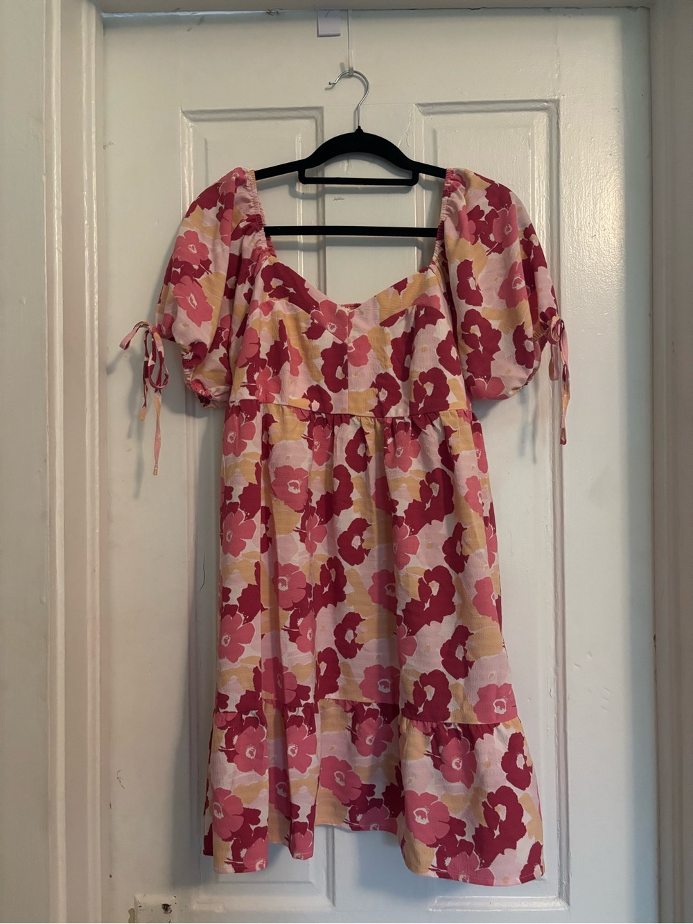 Pink Floral Puff-Sleeve Sundress